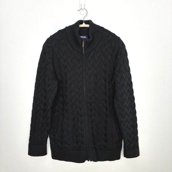 Lands' End Other - Lands' End Drifter Cable Knit Full Zip Mock Neck Sweater Men's L Fisherman 90s